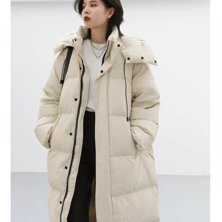 CHIC VEN Women's Down Coats Korean Loose Hooded Thick Warm Long Down Jacket Winter Coat for Women Female Parkas Outerwears 2024