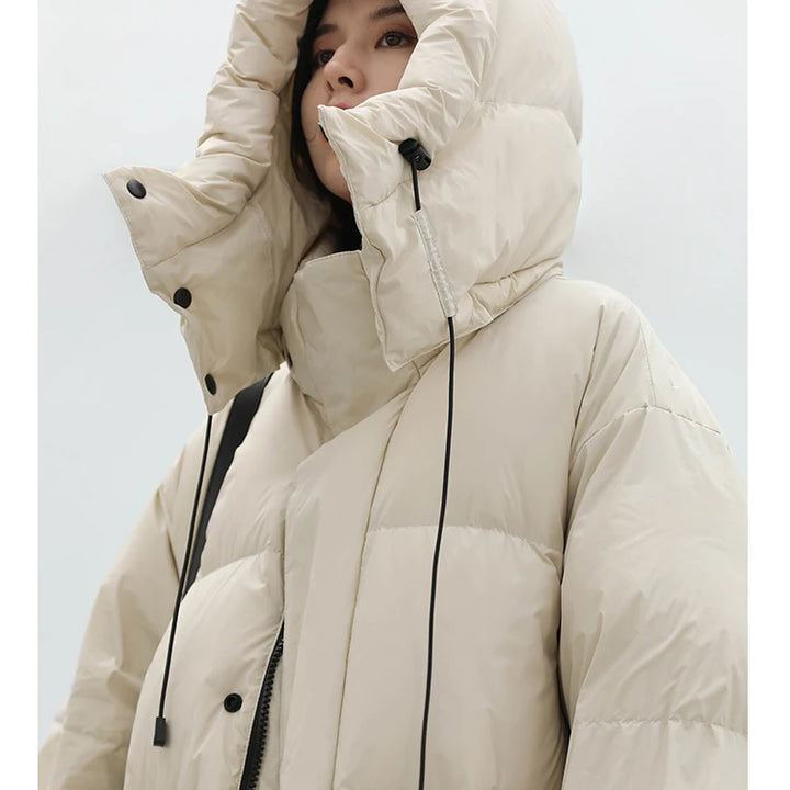 CHIC VEN Women's Down Coats Korean Loose Hooded Thick Warm Long Down Jacket Winter Coat for Women Female Parkas Outerwears 2024