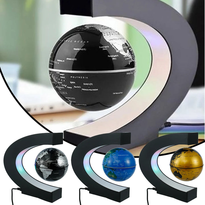 World Map Magnetic Levitation Globe LED Rotating Earth Floating Levitating Lamp O/C Shape Bedside Lights Novelty Birthday Gift