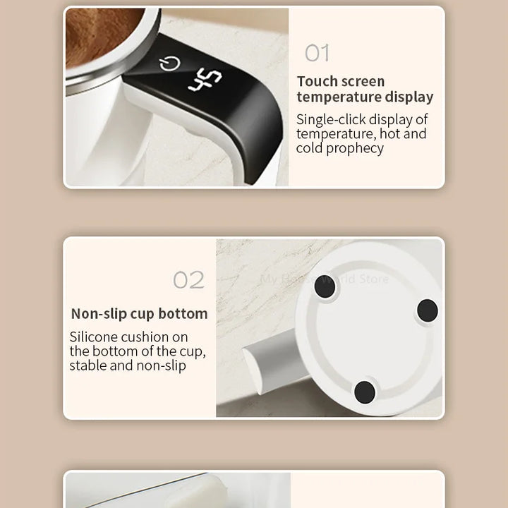 Automatic Stirring Cup Rechargeable Portable Coffee Electric Stirring Stainless Steel Mixer Rotating Magnetic Self Stirring Mugs