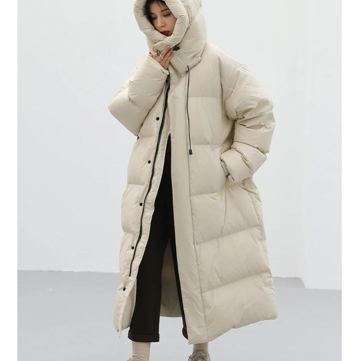 CHIC VEN Women's Down Coats Korean Loose Hooded Thick Warm Long Down Jacket Winter Coat for Women Female Parkas Outerwears 2024