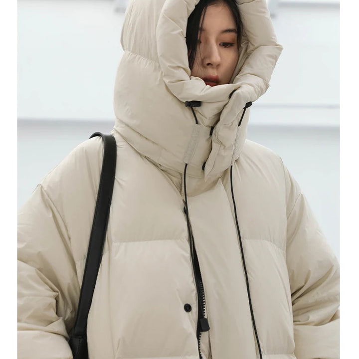 CHIC VEN Women's Down Coats Korean Loose Hooded Thick Warm Long Down Jacket Winter Coat for Women Female Parkas Outerwears 2024