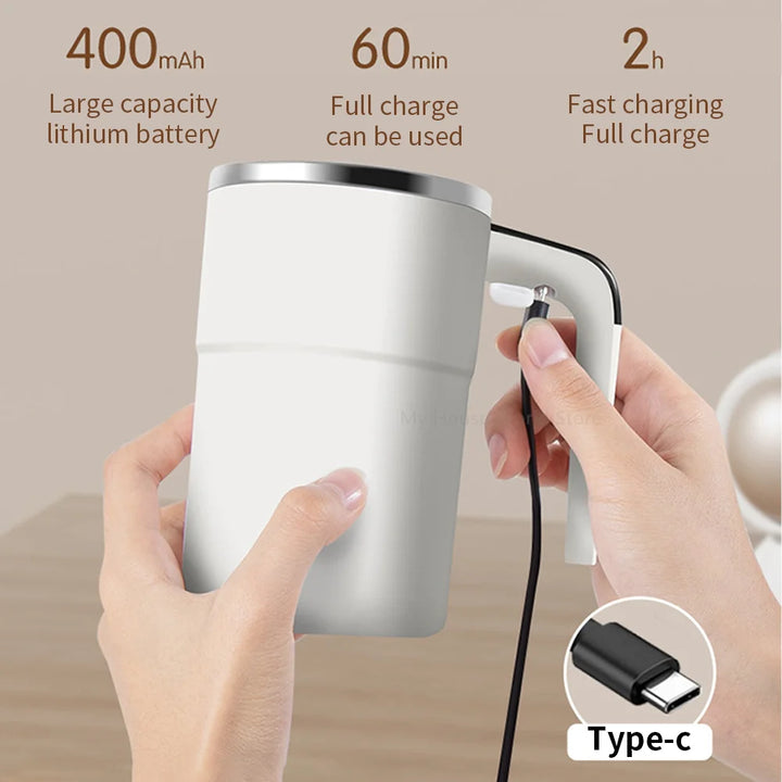 Automatic Stirring Cup Rechargeable Portable Coffee Electric Stirring Stainless Steel Mixer Rotating Magnetic Self Stirring Mugs