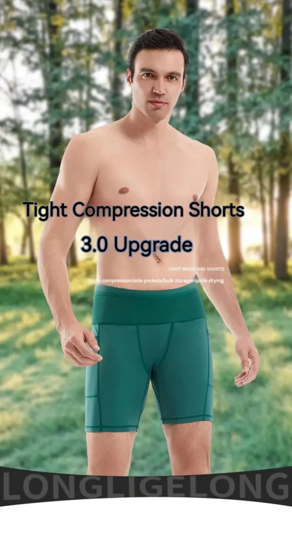 (Mul-Pockets Compression Shorts 3.0)Men Marathon Running Shorts Quick Dry Exercise Training Jogging Cycling Fitness Tight Shorts - Image 12